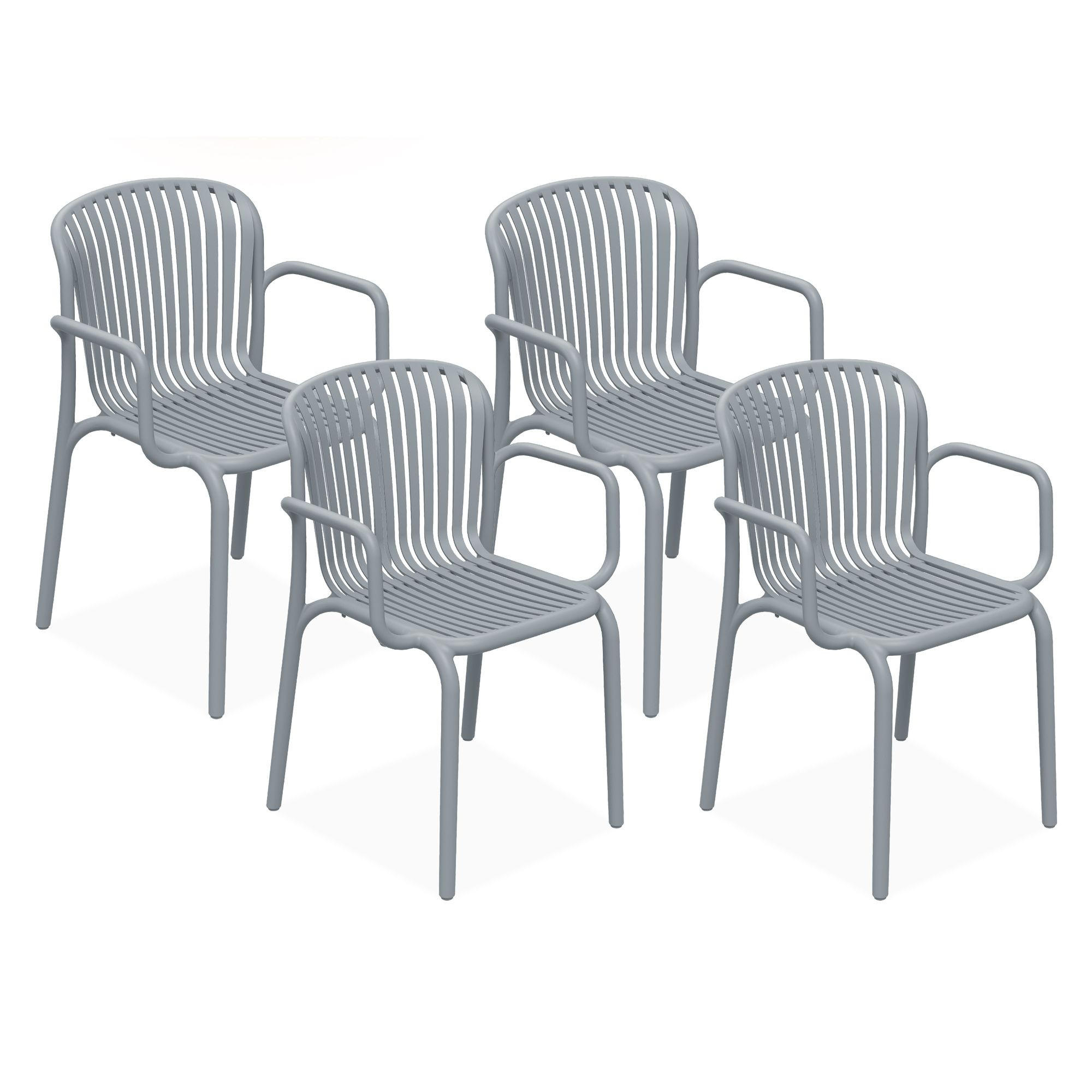 GARTENSTUHL FICCARI 4-er Set, Grau - Grau, Kunststoff (57.5/82.5/53cm) - KONSIMO®