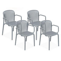 GARTENSTUHL FICCARI 4-er Set, Grau - Grau, Kunststoff (57.5/82.5/53cm) - KONSIMO®