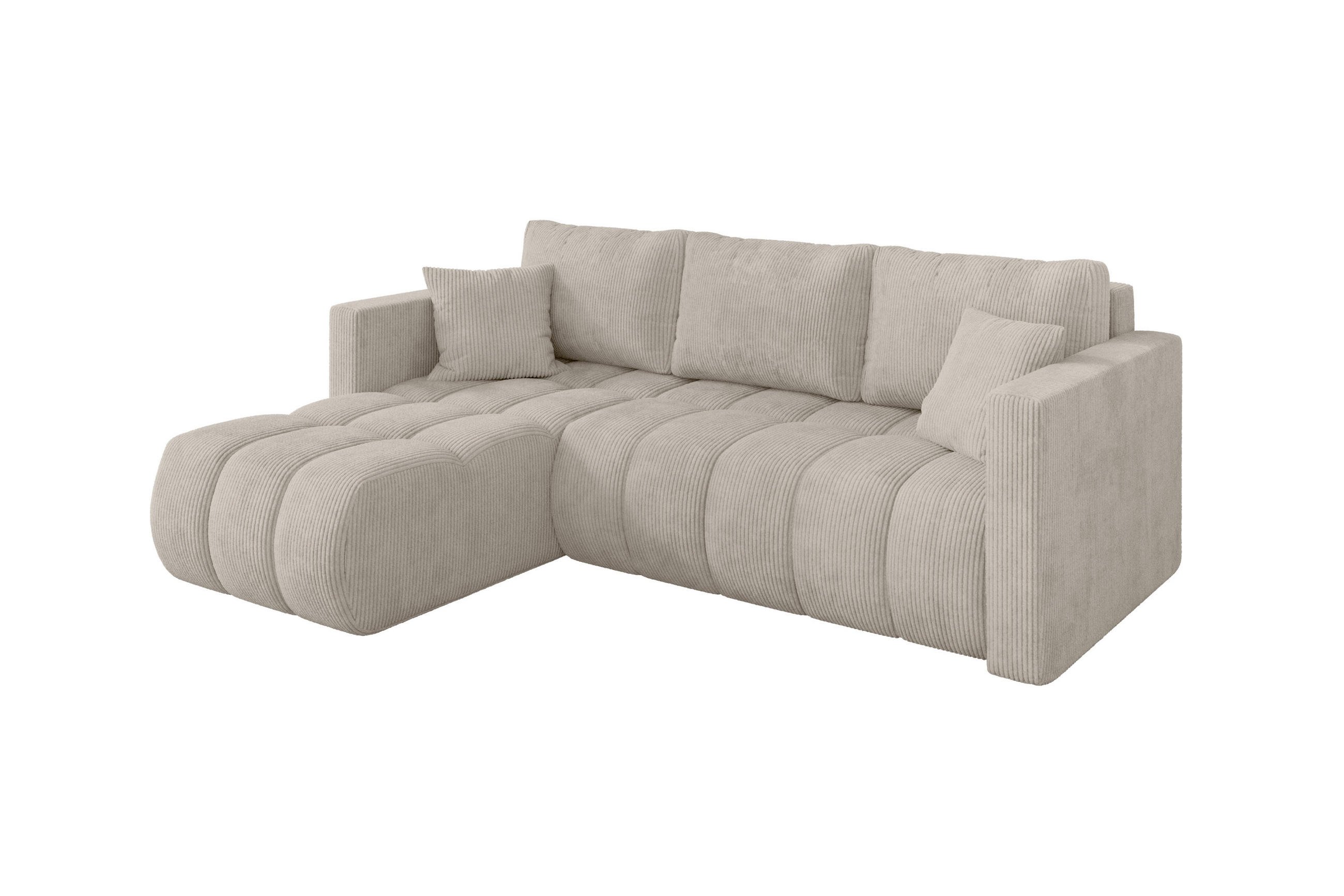 ROHOVÁ SEDAČKA s funkcí spaní, otoman vlevo GARD-L 226x146x85 krémová manšestr - černá/krémová, kompozitní dřevo/textil (226/146cm) - ALTDECOR