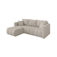 ROHOVÁ SEDAČKA s funkcí spaní, otoman vlevo GARD-L 226x146x85 krémová manšestr - černá/krémová, kompozitní dřevo/textil (226/146cm) - ALTDECOR
