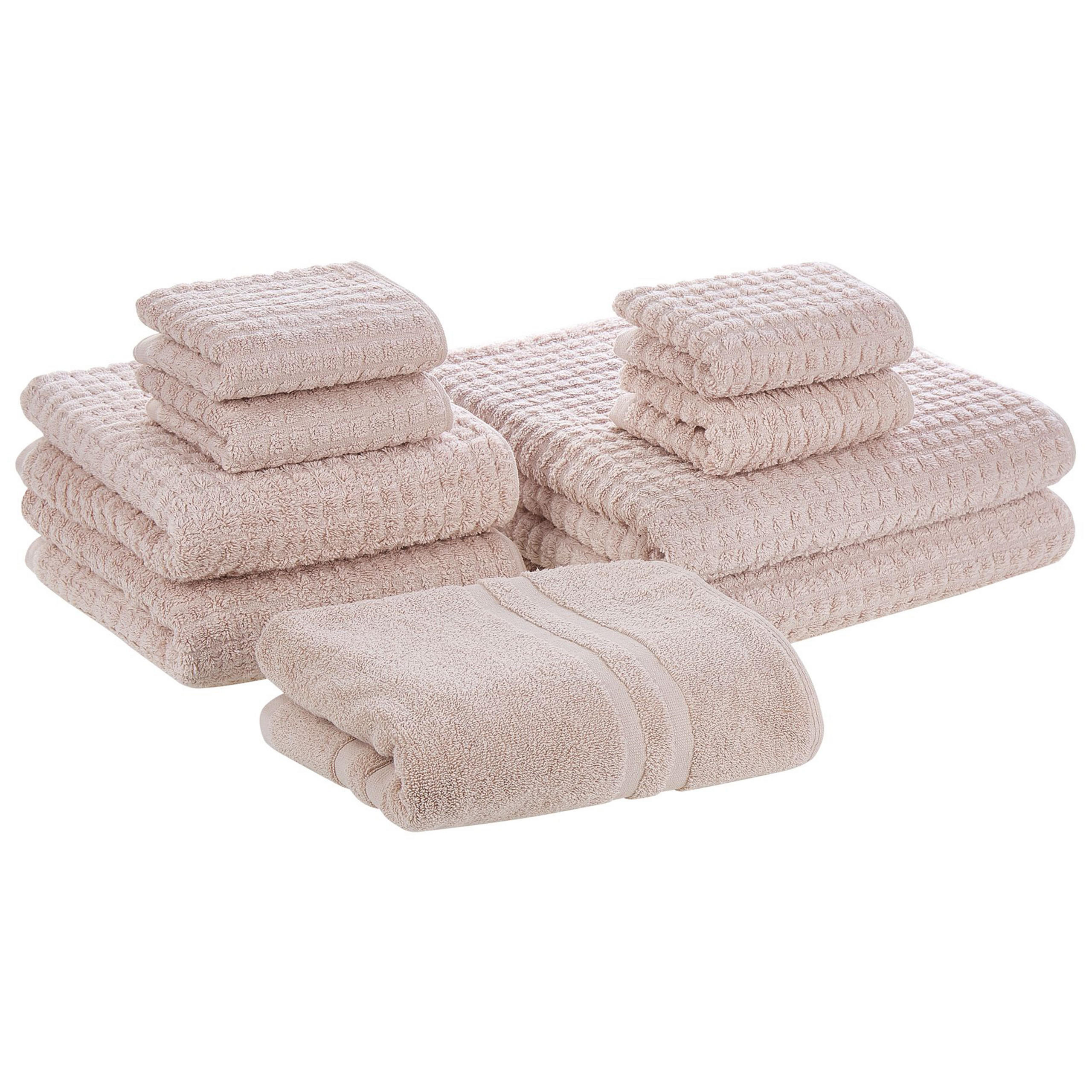 BADEHANDTUCH 9-teilig Rosa Atai - Pink, Textil (70/140cm) - Beliani