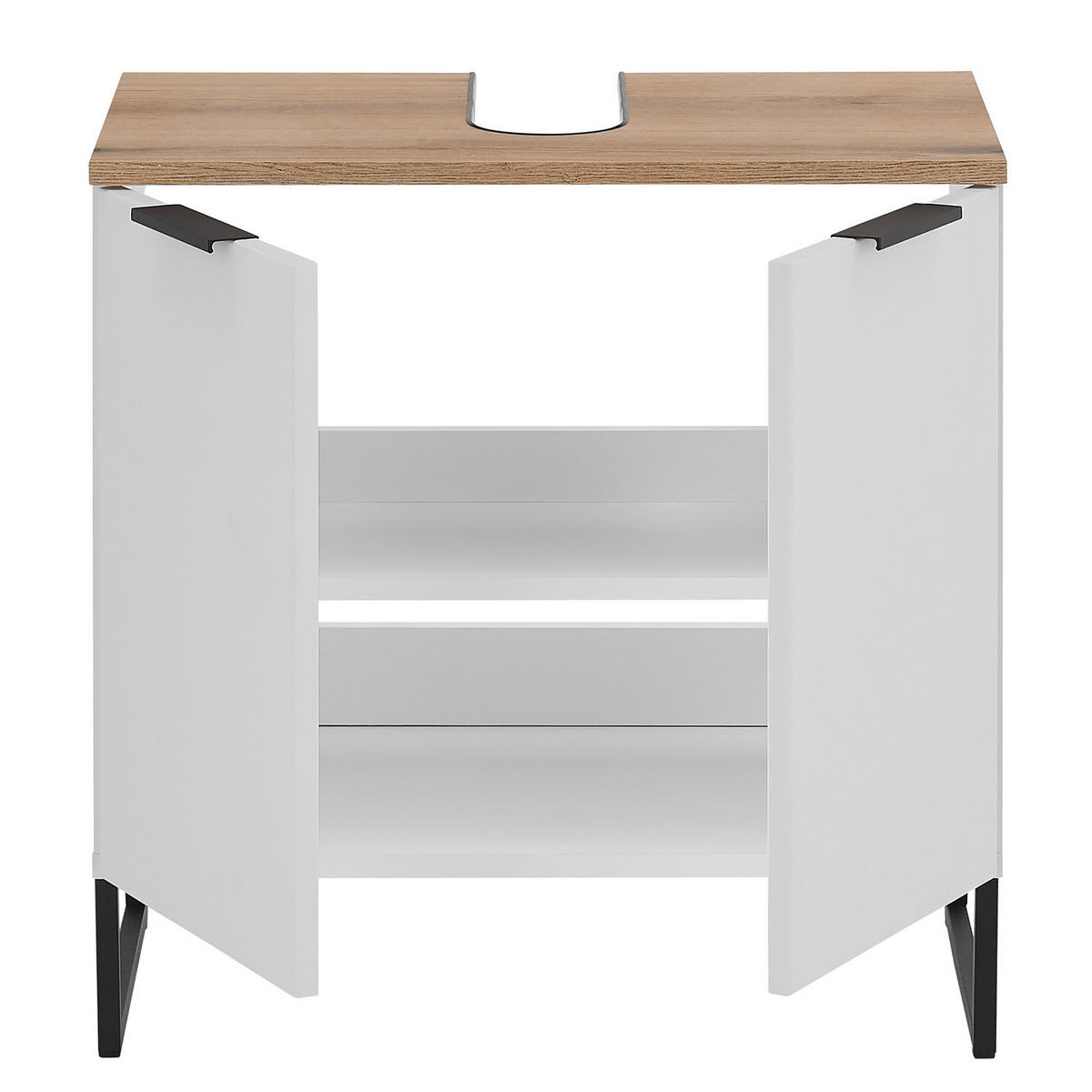 WASCHBECKENUNTERSCHRANK mit 2 Türen - Schwarz/Weiß, Holzwerkstoff/Metall (60/60/35cm) - home24