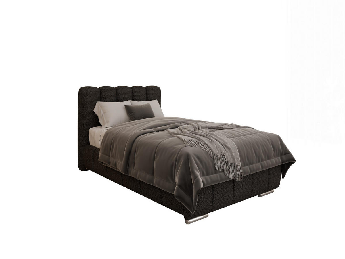 POLSTERBETT Zaira 100x200cm – Elegantes Polsterbett für modernen Wohnstil , Taschenfederkernmatratze Pocket KOKOS (20cm), schwarz - Schwarz, Holz (100/200cm) - Panda Möbel