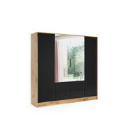KLEIDERSCHRANK NOA - 200 cm - Eiche Artisan|Schwarz - Schwarz/Eiche Artisan, Holzwerkstoff (200/200/51cm) - ALTDECOR