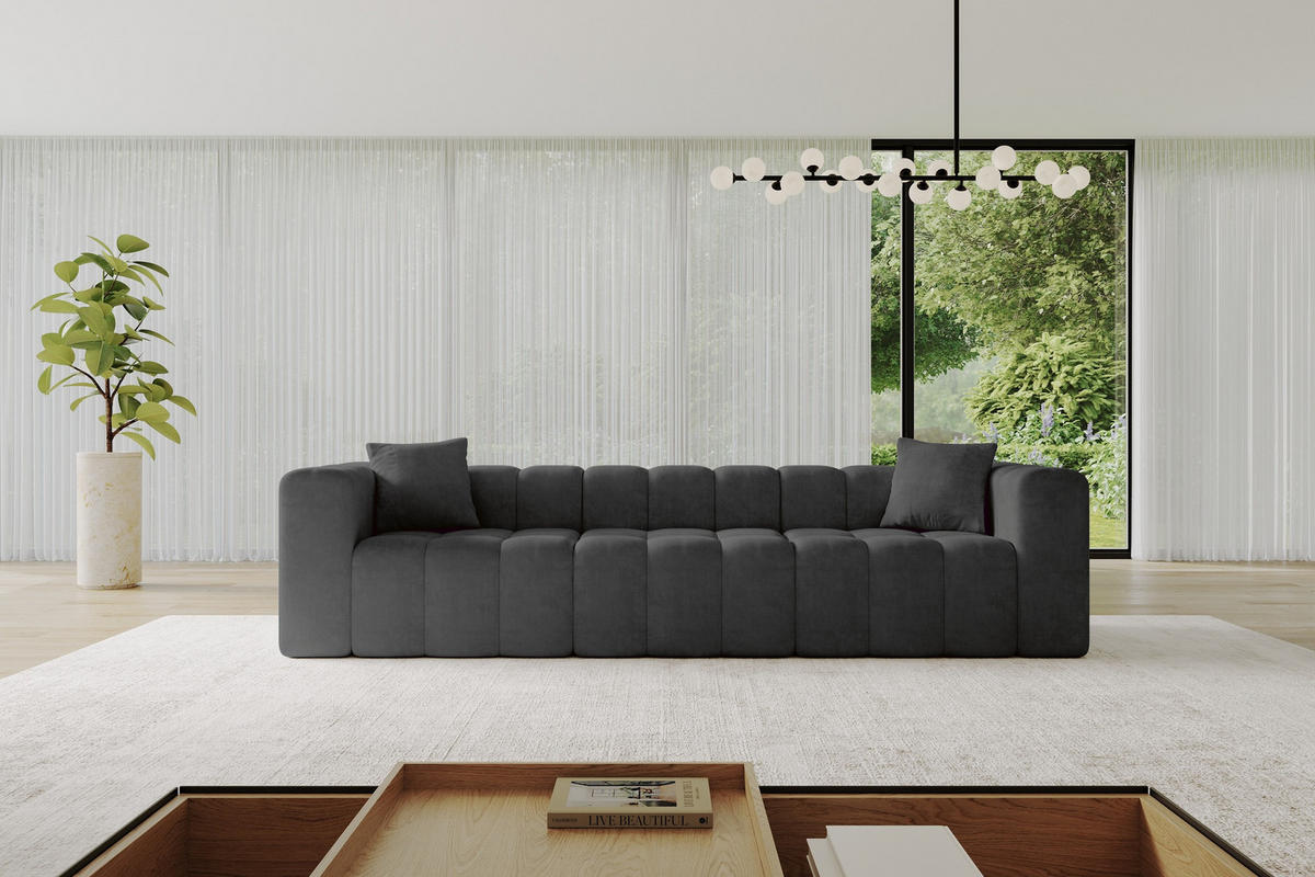 POHOVKA 3-MÍSTNÁ DONY-3 315x90x71 cm Černá Velur - černá, kompozitní dřevo/textil (315/71/90cm) - ALTDECOR
