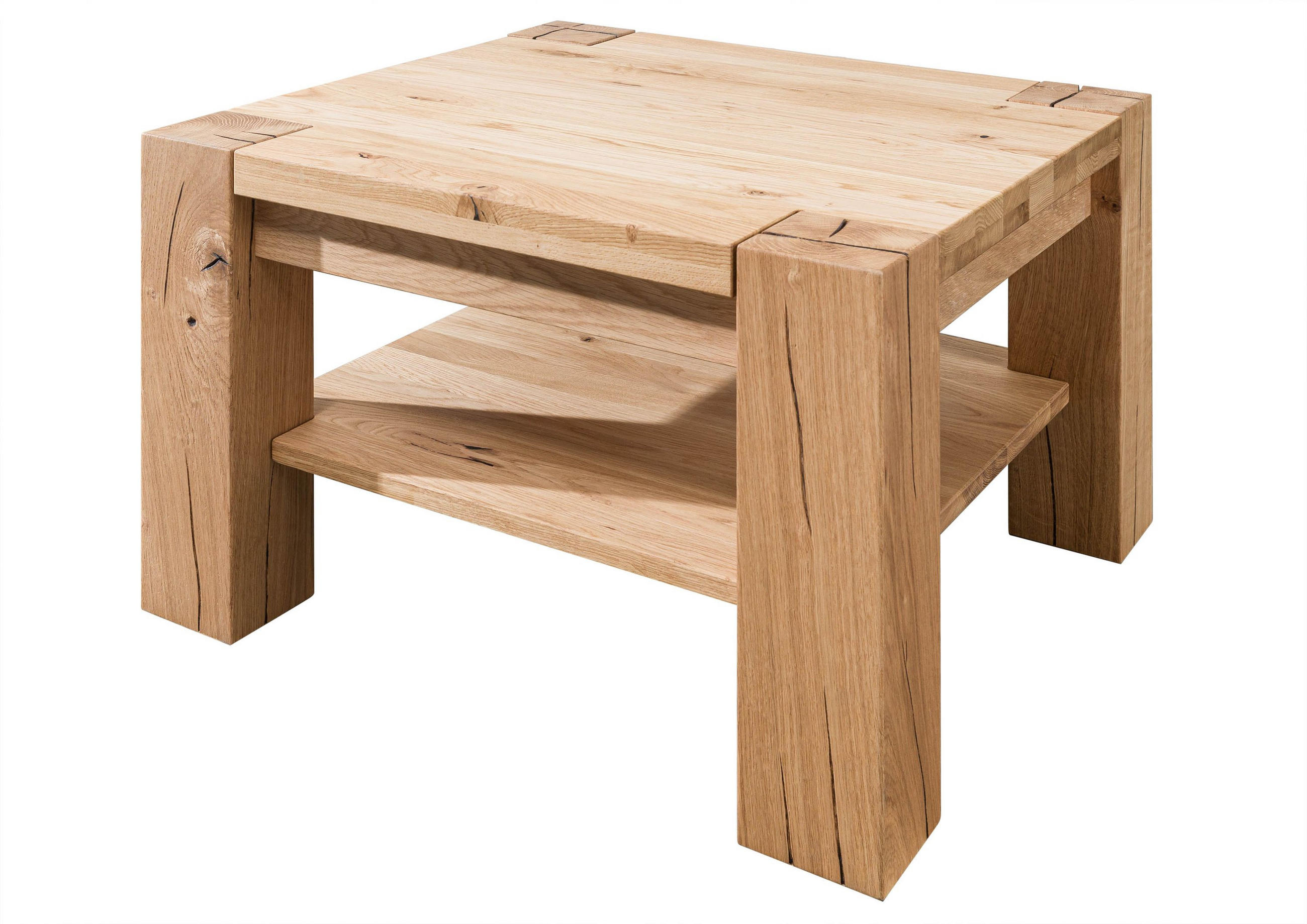COUCHTISCH Wildeiche 70x70x45 beige geölt KENT #214 - Beige, Holzwerkstoff (70/70/45cm) - Massivmoebel24
