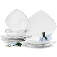 TAFELSERVICE CARLINA 6-Personen 12-tlg - Silberfarben/Weiß, Keramik (25.5/2/25.5cm) - KONSIMO®