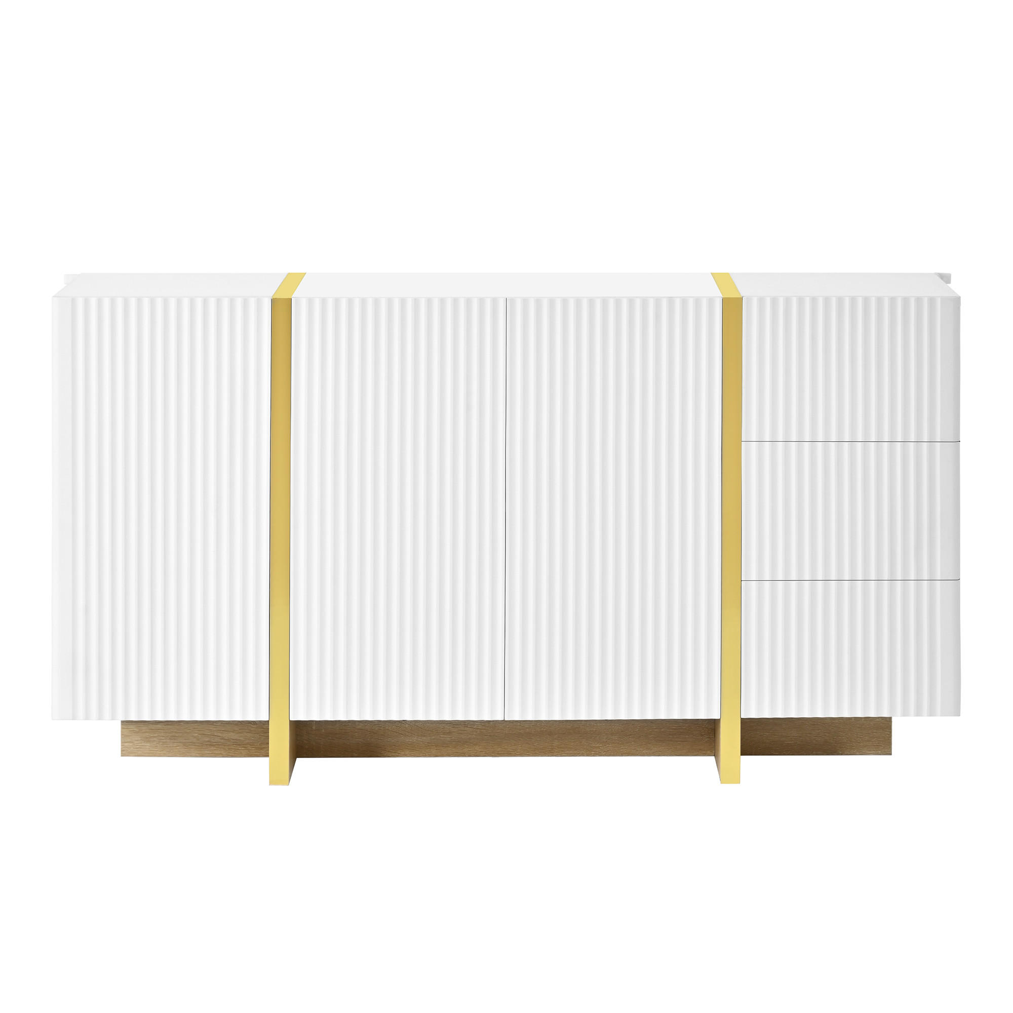 PŘÍBORNÍK se 3 dvířky a 3 zásuvkami, bílý, 140 cm - bílá, kompozitní dřevo (140/75/36cm) - Urban Meuble
