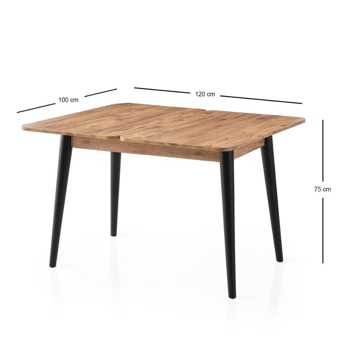 TISCH dekor atlantik-kiefer und schwarz - dolunay 100/60/75 cm - Eschefarben, Holzwerkstoff (65/60/75cm) - Calicosy