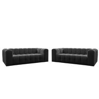 SOFASET Solvie 3-3 In Moly - Anthrazit, Holzwerkstoff/Textil (230/75/106cm) - Fun Möbel