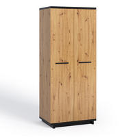 KLEIDERSCHRANK Zonda 90/215/60 2-türig - Schwarz/Eiche Artisan, Holzwerkstoff/Kunststoff (90/215/60cm) - Ravio