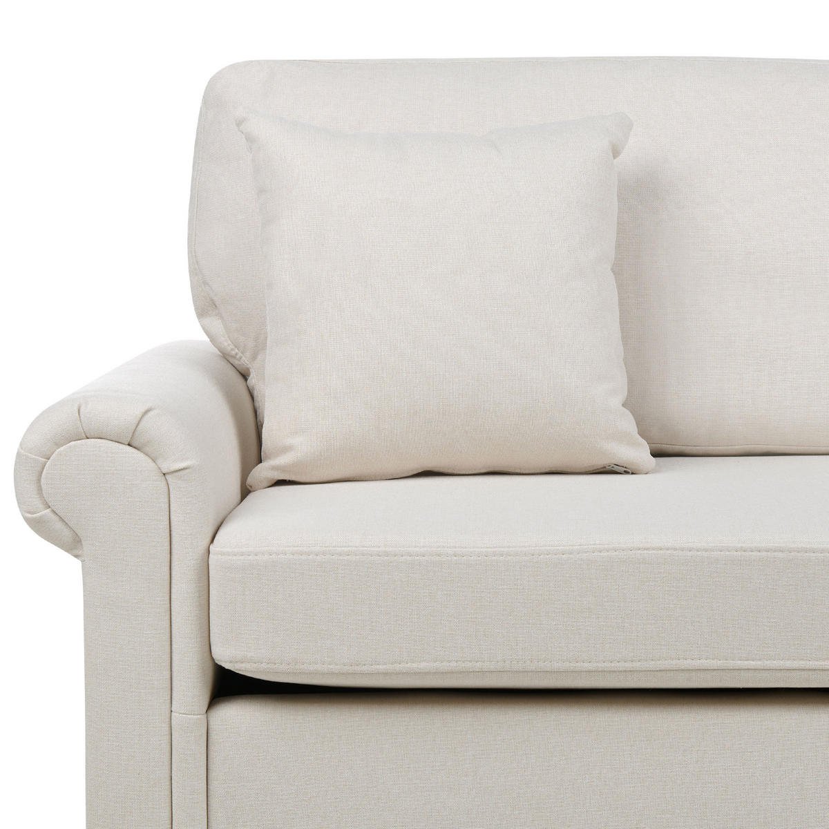 3-SITZER-SOFA hellbeige Ginnerup - Beige/Dunkelbraun, Textil (195/84/76cm) - Beliani