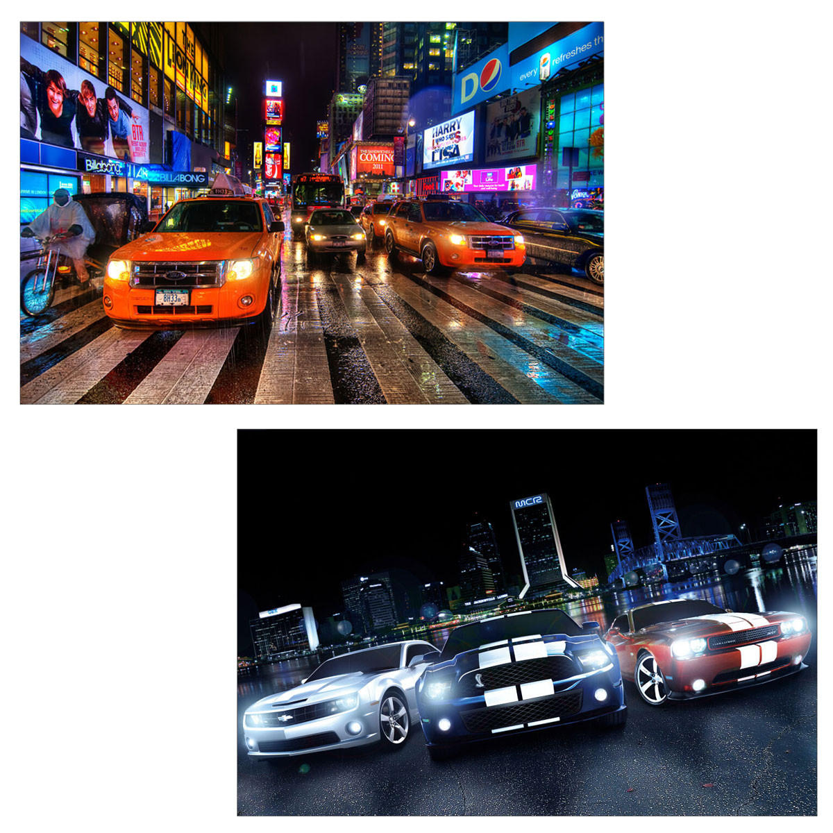 LED-BILD CARS Multicolor 2er-Set - Multicolor, Holz (40/60cm) - Jamb