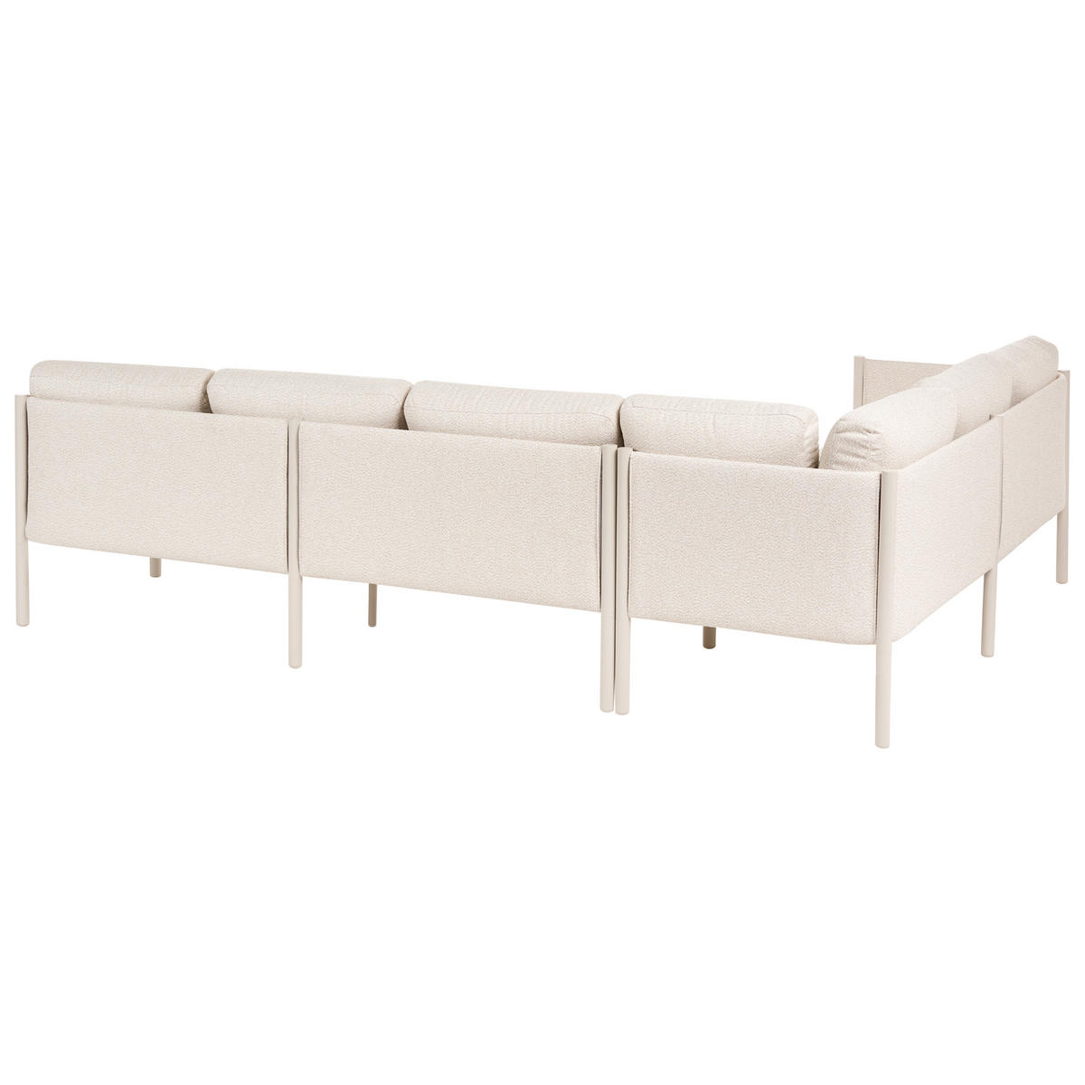 GARTEN Ecksofa mit Tisch 5-Sitzer Metall Hellbeige rechtsseitig Tonara - Beige, Metall - Beliani
