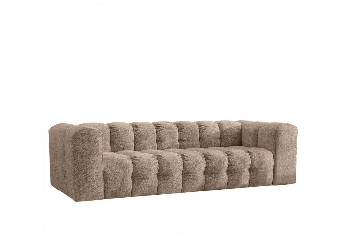 SOFA 4-Sitzer, Komfort, BALOO, Stoff Schenille & Bouclé, Dunkelbeige - Taupe, Holz (250/75/106cm) - Kaiser Möbel