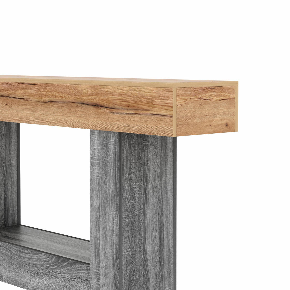KONSOLENTISCH in Holzoptik Zweifarbige Beistelltisch für Flur/Wohnzimmer, 160L/30B/82,5(cm) - Naturfarben/Grau, Holzwerkstoff (30/160/82.5cm) - STILVORA