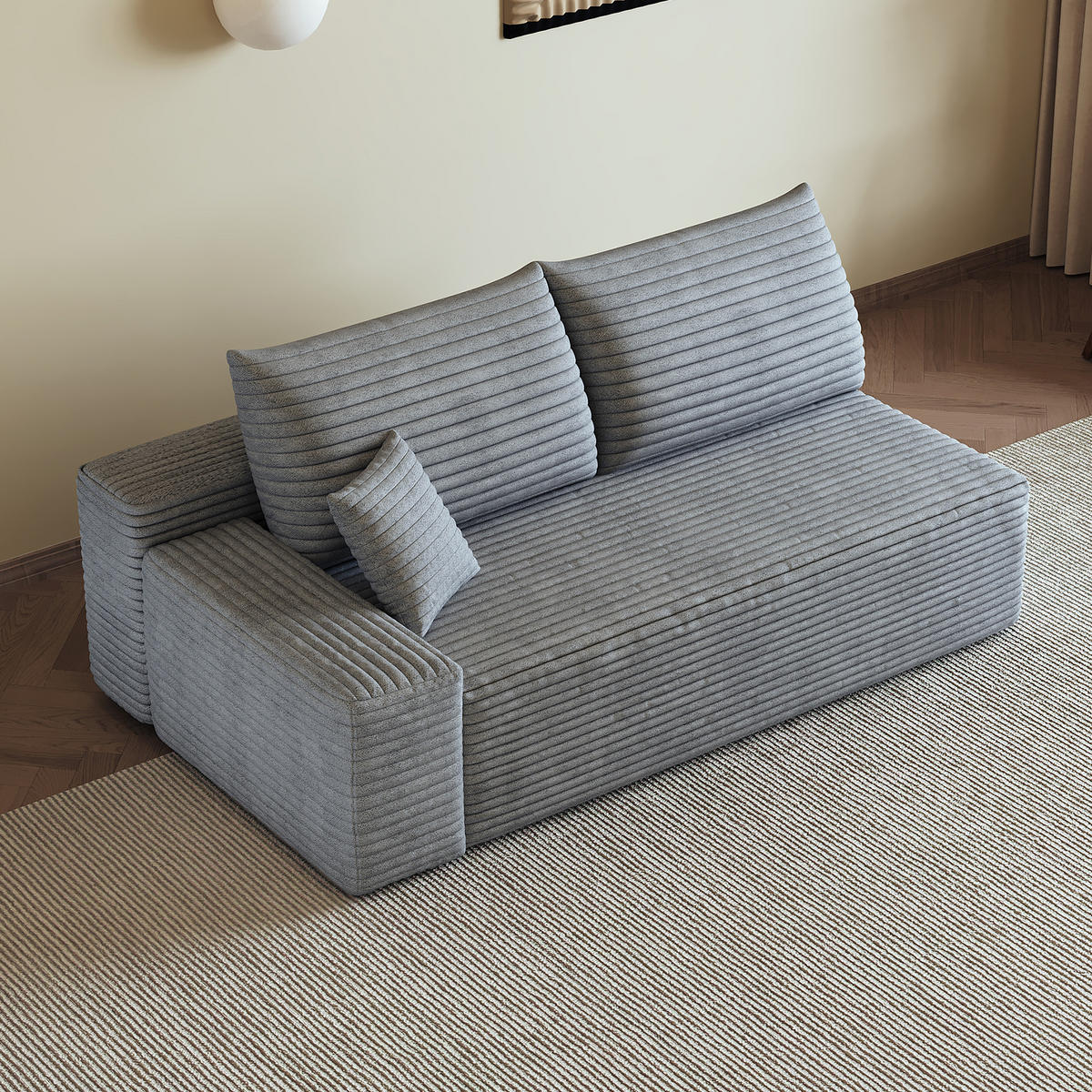 SOFAELEMENT DE-34752 linke mit Cordbezug Grau - Grau, Textil (95/83/175cm) - ComfortXL