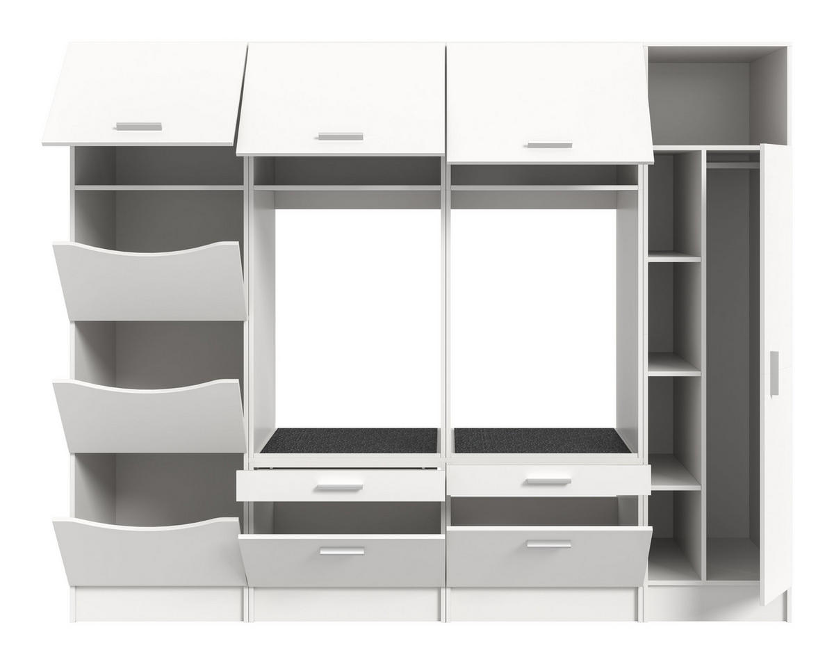 WASCHMASCHINENUMBAU 4tlg. Set Mixx Bad in weiß Nachbildung - modernes Design - B/H/T: 242x195x68 cm - Weiß, Holzwerkstoff (242/195/68cm) - Homes & Jones