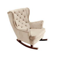 SCHAUKELSESSEL mit gepolstertem Sitz und Armlehnen, 102x81x95 cm, Beige_29802 - Beige/Braun, Holz/Textil (81/102/95cm) - DomoHome