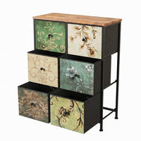 STOFFKOMMODE Vintage mit 6 Schubladen 67.5/30/86.5 cm Rustikal-Braun - Braun, Holzwerkstoff (67.5/86.5/30cm) - Creahappy