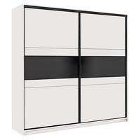 SCHWEBETÜRENSCHRANK Monroe mit 2 Türen ohne Spiegel, 266 cm, Kaschmir+Schwarz Lacobel - Kaschmir/Schwarz, Holzwerkstoff (226/220/64cm) - Beautysofa