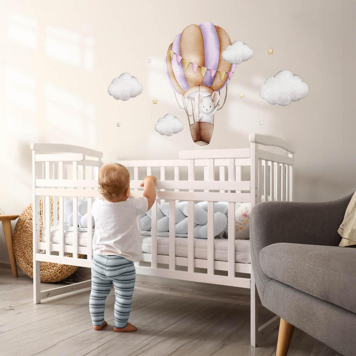 WANDAUFKLEBER 130x152cm - Ballonfahrt - Multicolor, Kunststoff (130/152/0.1cm) - Wallfluent