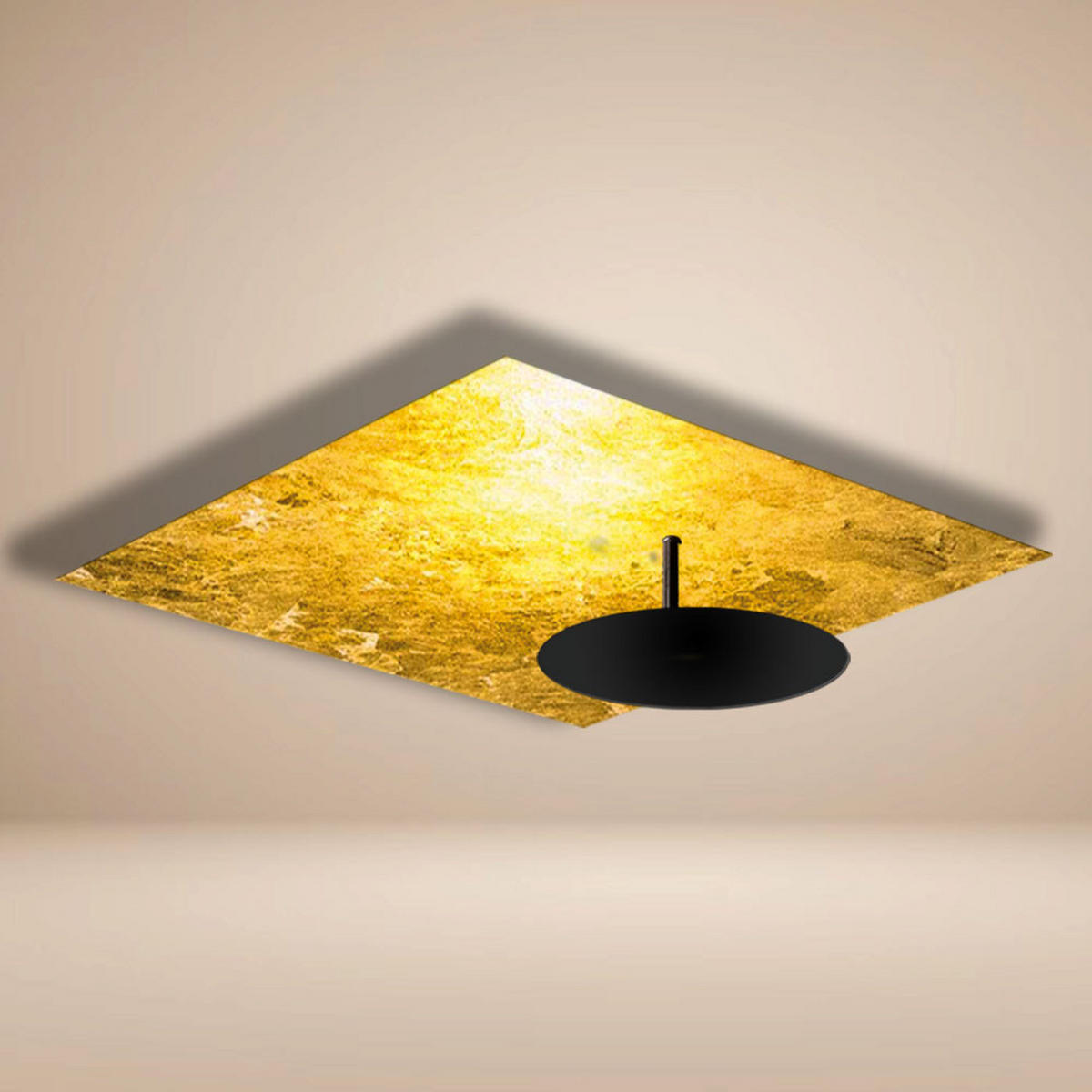 LED-WAND-/DECKENLAMPE Plate Blattgold 62x62cm - Goldfarben, Metall (62/62/10cm) - s.luce