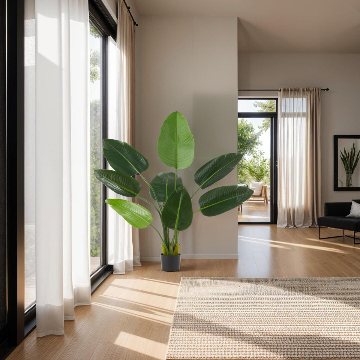 KÜNSTLICHER-PARADIESVOGELBAUM Tropic,stabiler Kunststoff-Blumentopf,grün - Grün, Kunststoff (120cm) - tectake