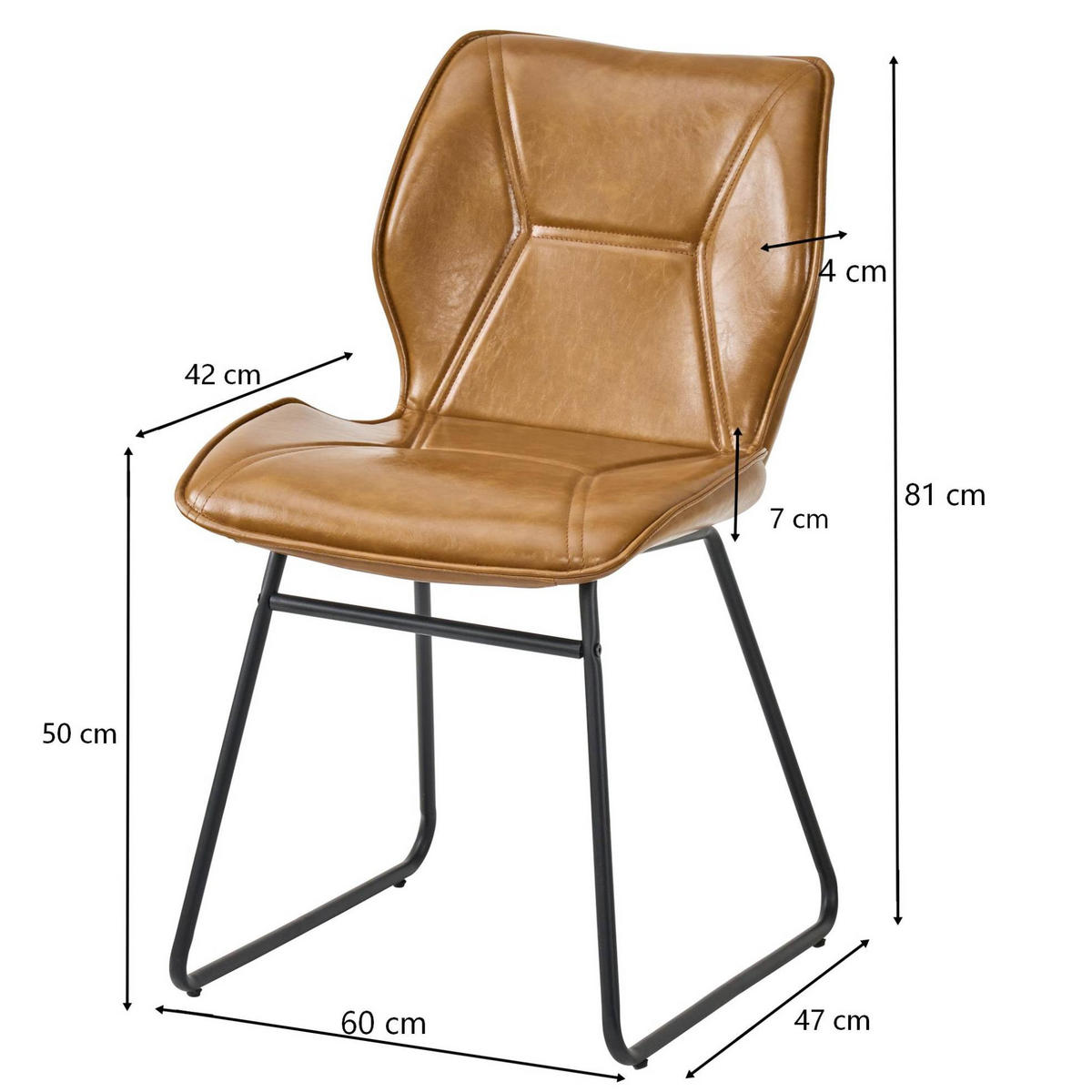 ESSZIMMERSTUHL 2er-Set mit Kunstlederbezug Metallgestell Braun - Braun, Metall (47.5/81.5/60cm) - Meubliv