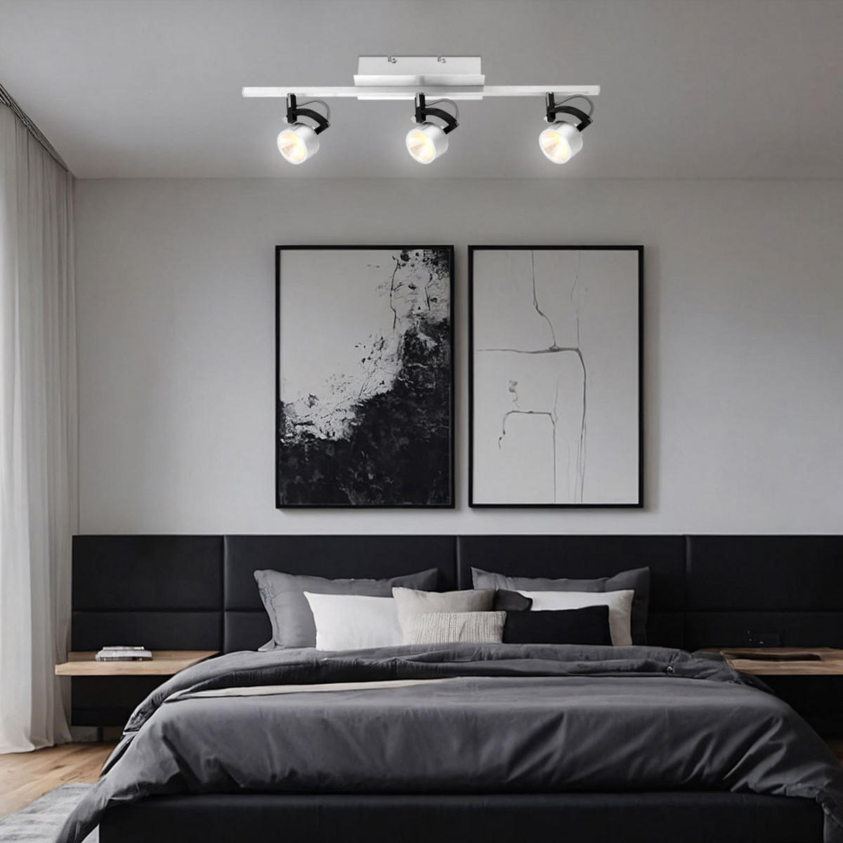 LED DECKENLEUCHTE Alu Gebürstet Silber - Silberfarben, Metall (60.4/9/15.8cm) - Globo Lighting