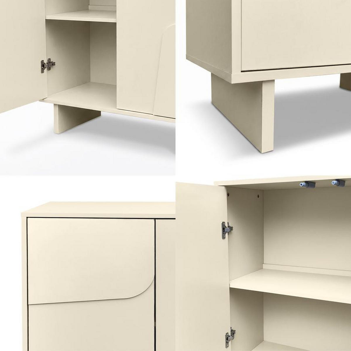 SIDEBOARD FLORA beige, 80 cm, 2 Türen, Melaminbeschichtung - Beige, Holzwerkstoff/Metall (80/95/40cm) - Sicaan