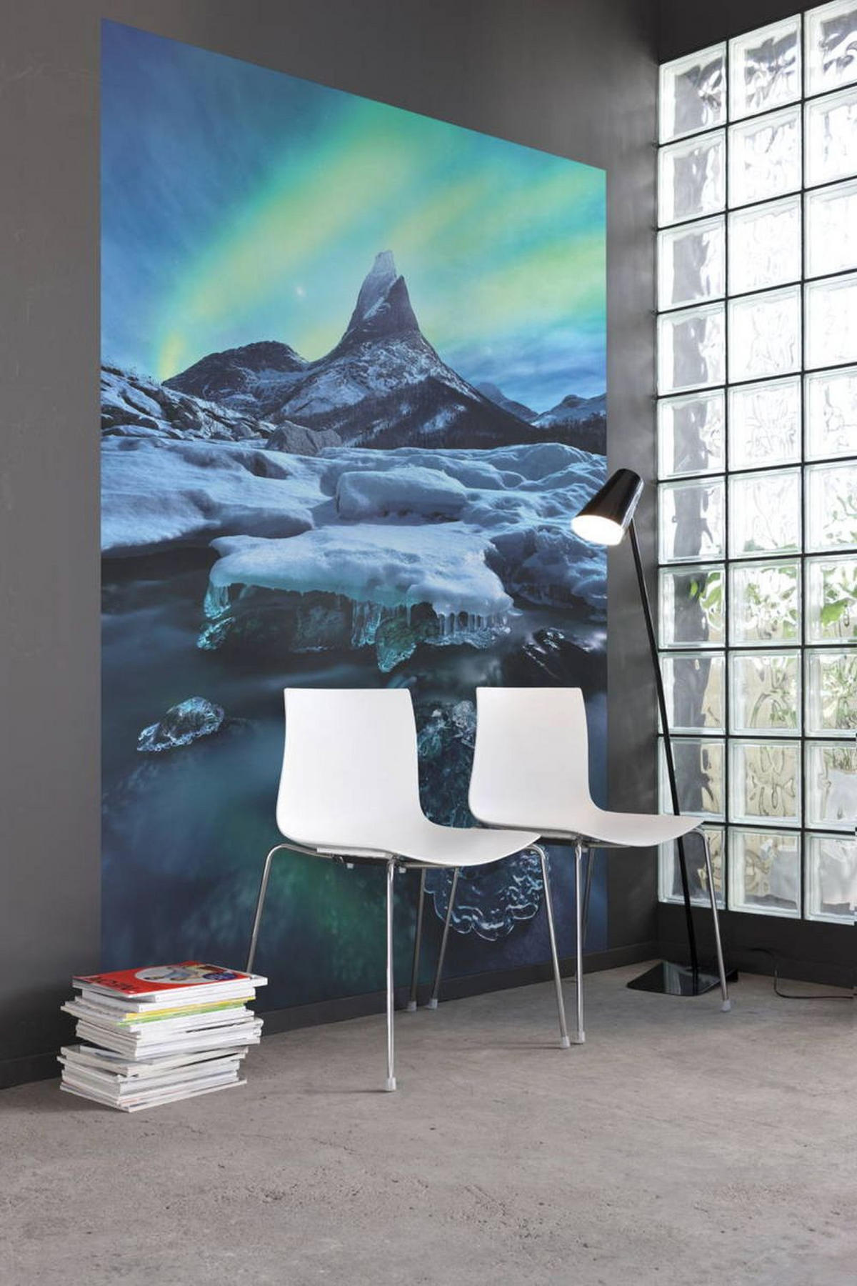 FOTOTAPETE Polarlicht 200 x 250 cm - Blau, Papier (200/250cm) - Sanders & Sanders