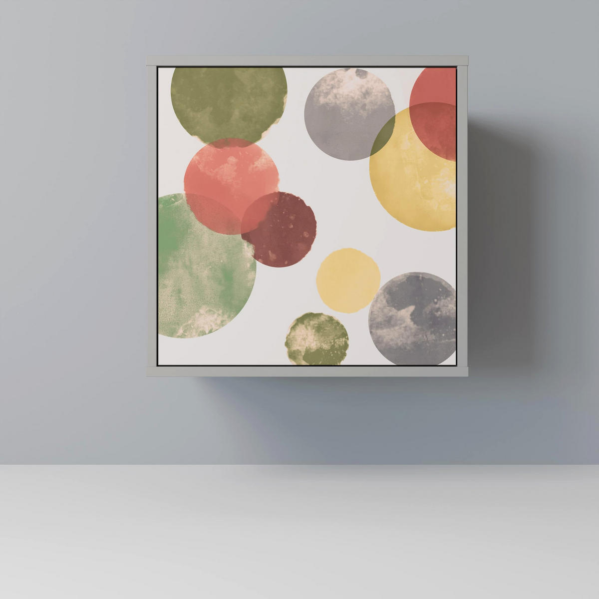 SIDEBOARD FLEETING HAPPINESS, Grau, 57,5x42x72,5 cm, Schwarze Metallfüße - Multicolor/Schwarz, Holzwerkstoff/Metall (57.5/72.5/42cm) - SpaceRebels