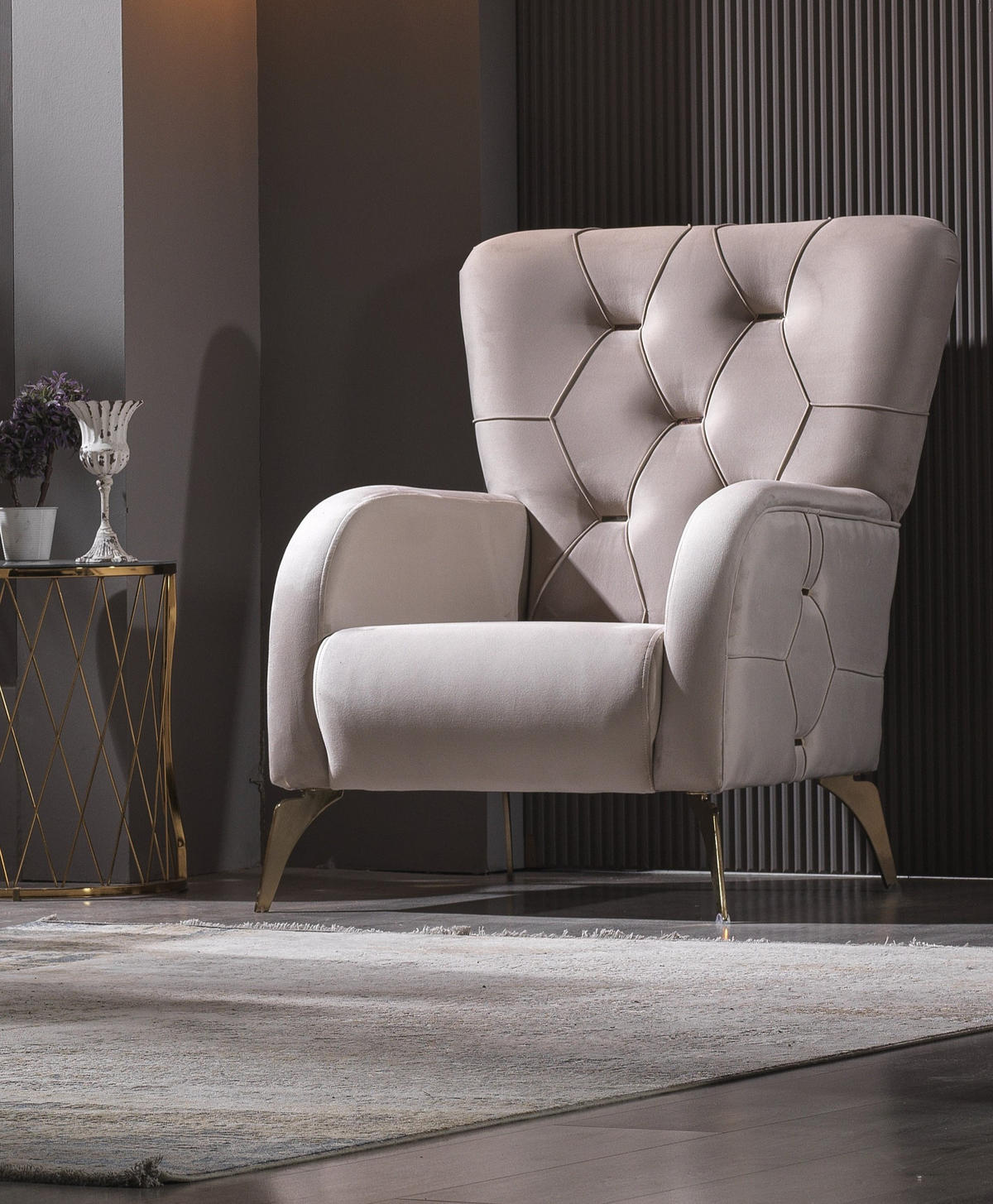 SITZGARNITUR Lizzy Beige Stellvariante:3+3+1 - Beige, Holz (230/80/90cm) - Villa Möbel