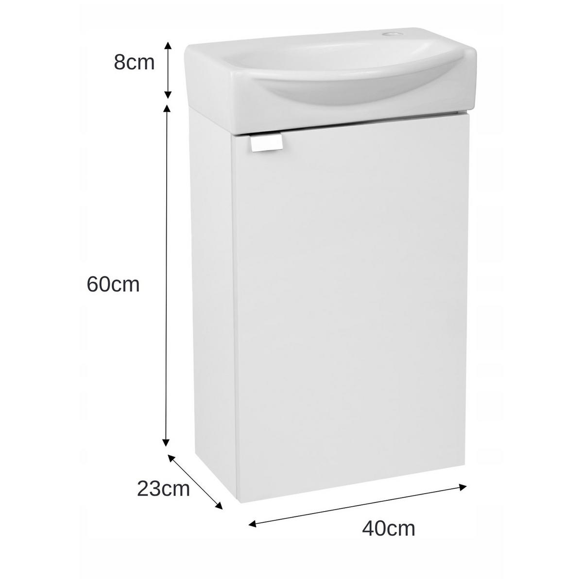WASCHTISCHKOMBI 40cm mit Waschbecken weiß - Weiß, Holzwerkstoff (40/60/23cm) - Stamar
