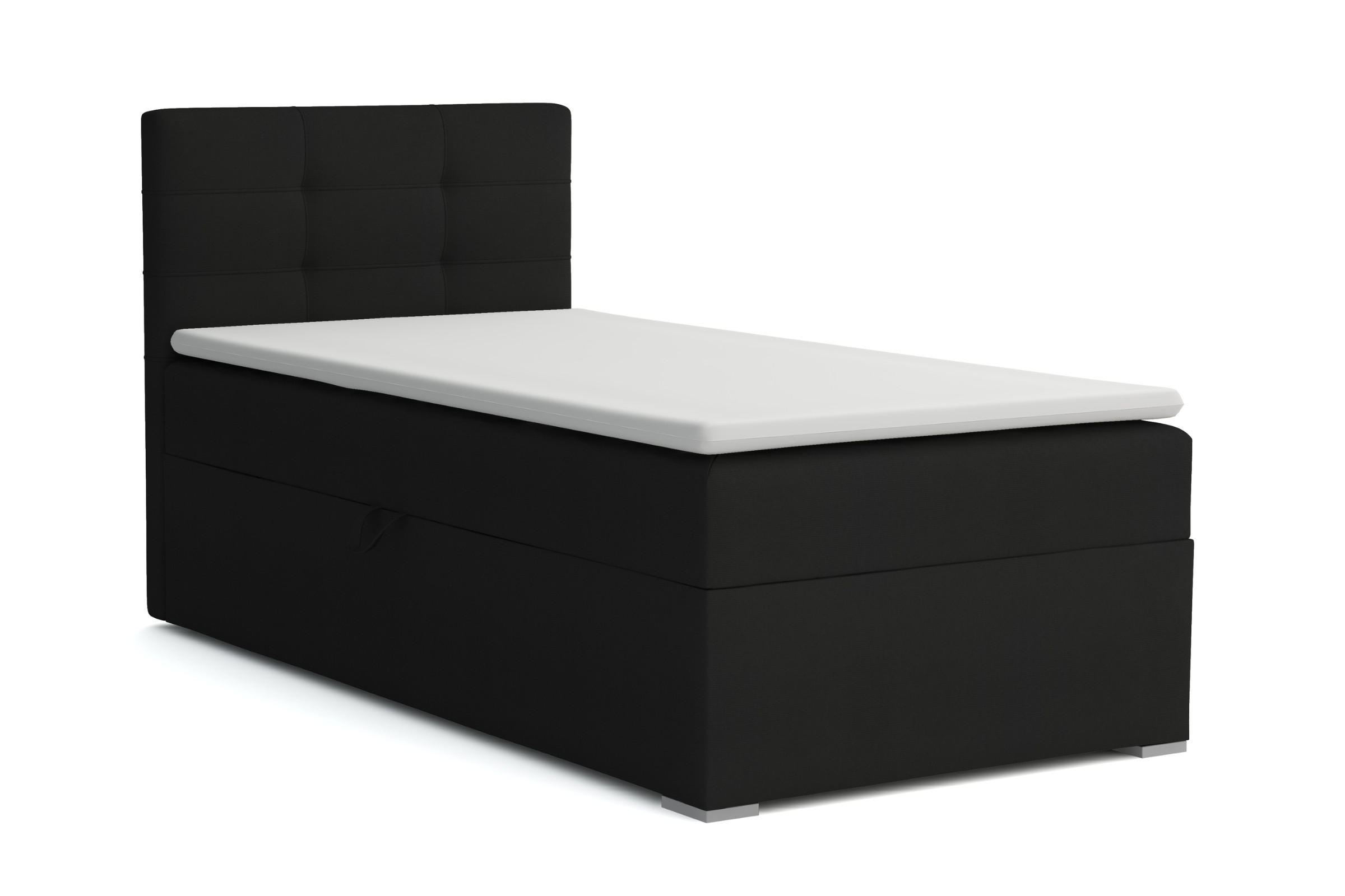 BOXBETT FLO 100/200 in Velours Schwarz links H4 - Schwarz, Holz/Holzwerkstoff (100/200cm) - Deine Möbel 24