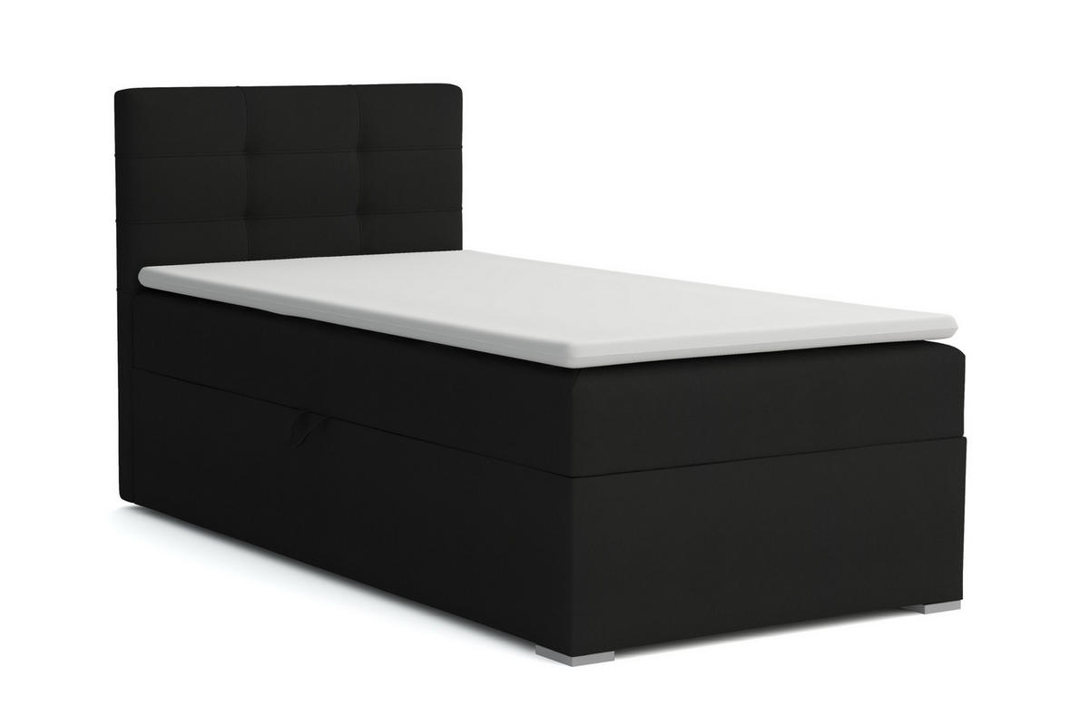 BOXBETT FLO 100/200 in Velours Schwarz links H4 - Schwarz, Holz/Holzwerkstoff (100/200cm) - Deine Möbel 24