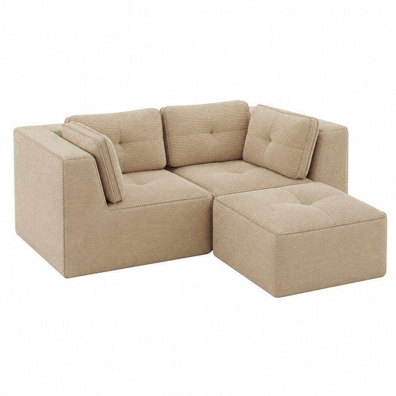 ECKSOFA modular Cord Beige - Beige, Kunststoff (177/208cm) - Meubliv