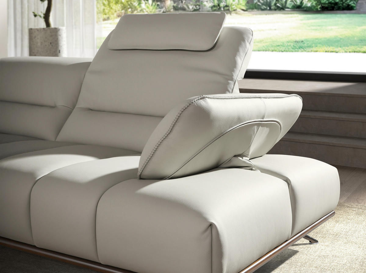 ECKSOFA Linksseitiges Ecksofa aus hellgrauem Leder 310/235/102 cm - Chromfarben/Hellgrau, Leder/Metall (310/235cm) - ANGEL CERDA