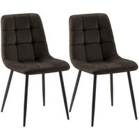 STUHL 2 Samt Braun - Schwarz/Braun, Textil/Metall (45/84/55cm) - CLP