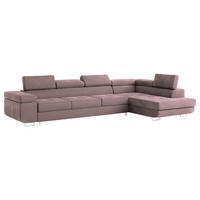 ECKSOFA VICENTE Lila Velours-Stoff mit Schlaffunktion - Lila, Holz (346/202cm) - MASSENO