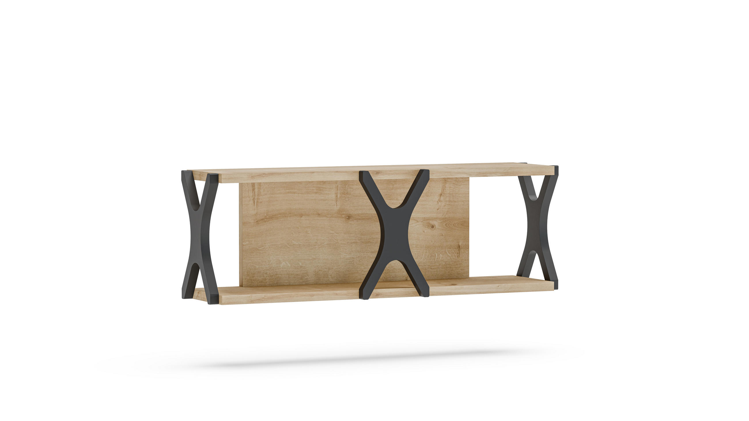 WANDREGAL Seza Eiche Schwarz - Eichefarben/Schwarz, Holzwerkstoff (17.5/21.4/72cm) - Decorotika