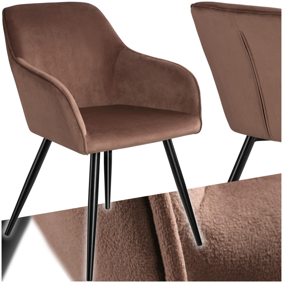 ESSZIMMERSTUHL Marilyn,58 x 62 x 82 cm,braun/schwarz - Schwarz/Braun, Textil (58/82/62cm) - tectake