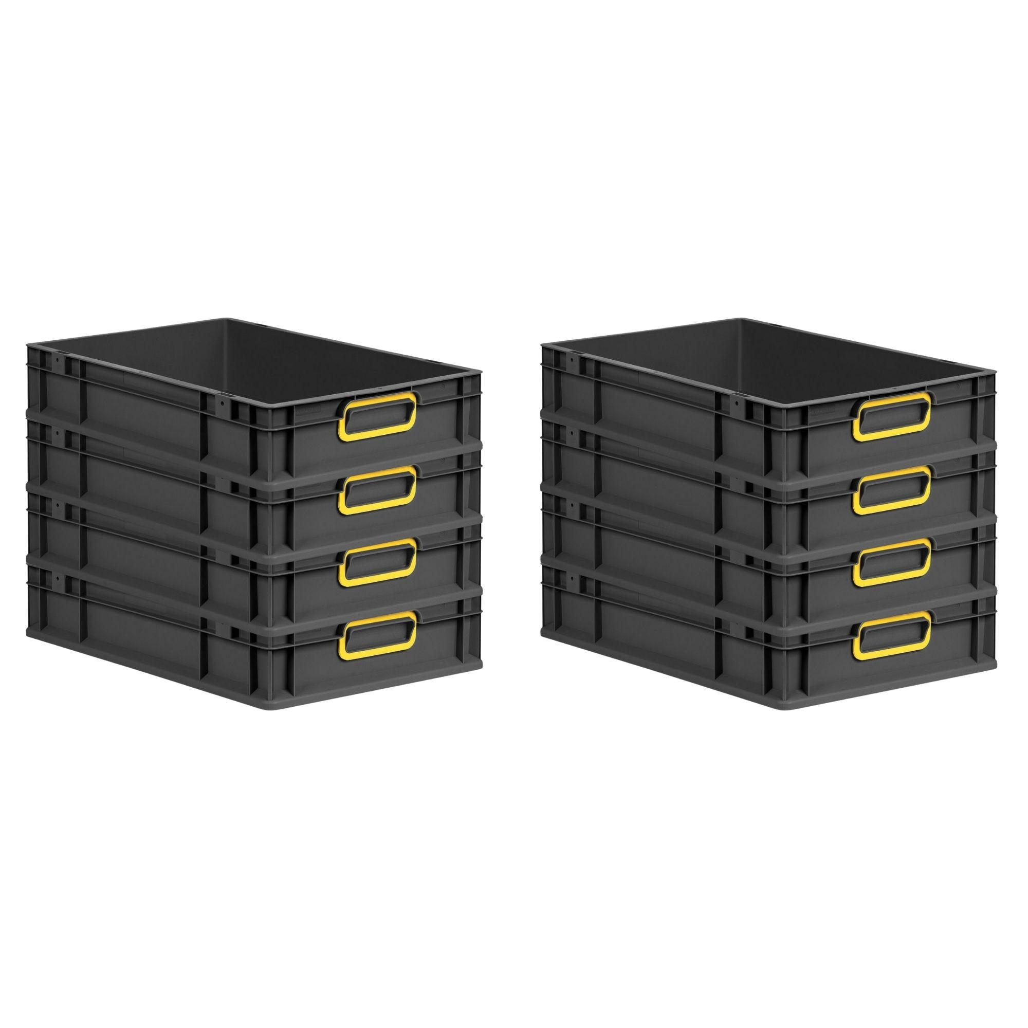EUROBOX 8x NextGen Color 12x40x60 cm 23 Liter Griffe gelb zu, Schwarz - Gelb/Schwarz, Kunststoff (40/12/60cm) - PROREGAL