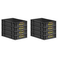 EUROBOX 8x NextGen Color 12x40x60 cm 23 Liter Griffe gelb zu, Schwarz - Gelb/Schwarz, Kunststoff (40/12/60cm) - PROREGAL