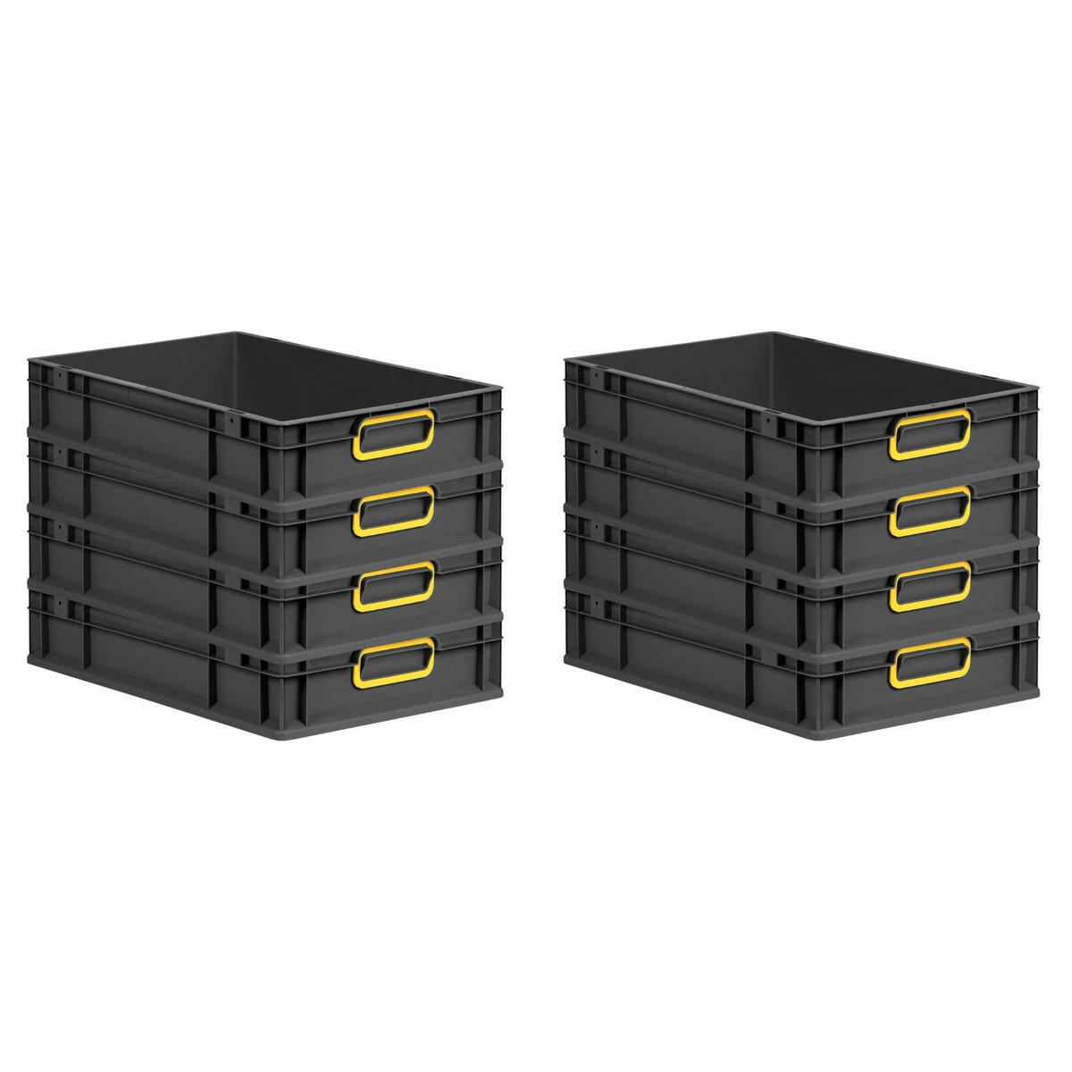 EUROBOX 8x NextGen Color 12x40x60 cm 23 Liter Griffe gelb zu, Schwarz - Gelb/Schwarz, Kunststoff (40/12/60cm) - PROREGAL