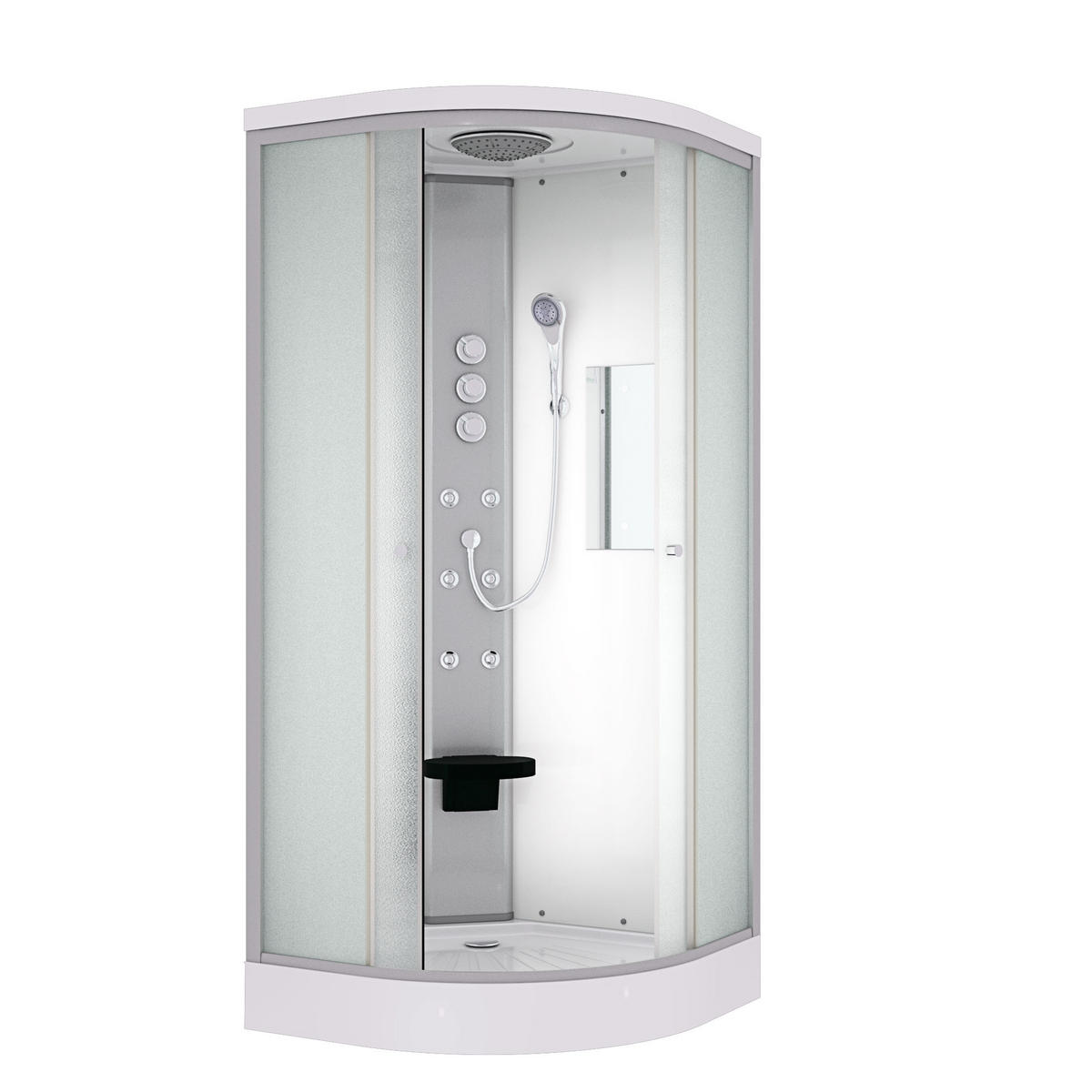 DUSCHKABINE Dusche D10-00M1 80x80 cm ohne 2K Scheiben Versiegelung - Weiß, Glas/Kunststoff (80/80/215cm) - AcquaVapore by Sandra Jentho