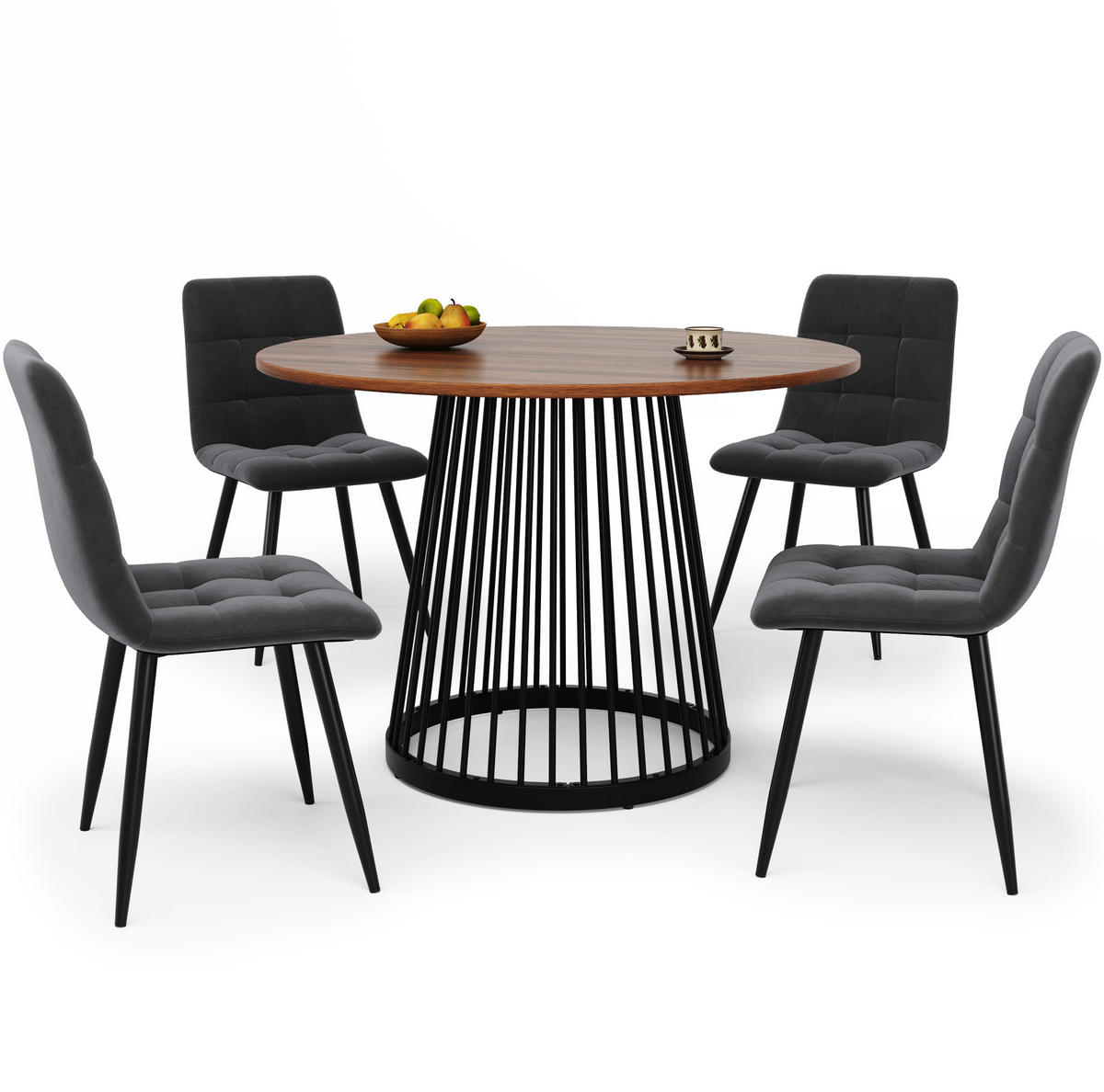 JEDÁLENSKÝ stôl 80/80/76 cm, MDF/kov, čierny/orechový - hnedá, kompozitné drevo (80/80/76cm) - BEAOK