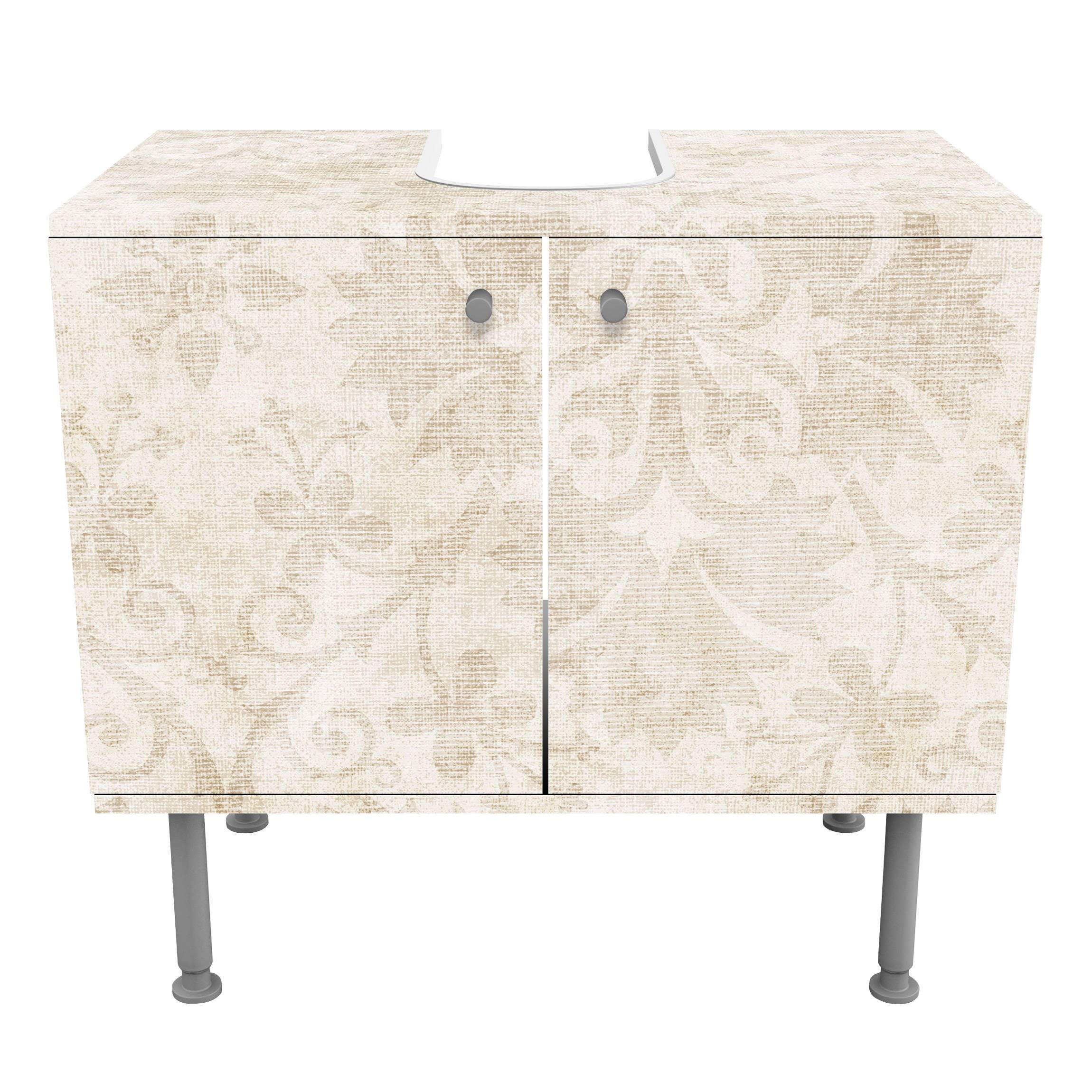 WASCHBECKENUNTERSCHRANK Antiker Damast 60/55/35 cm - Beige, Holzwerkstoff (60/55/35cm) - Bilderwelten