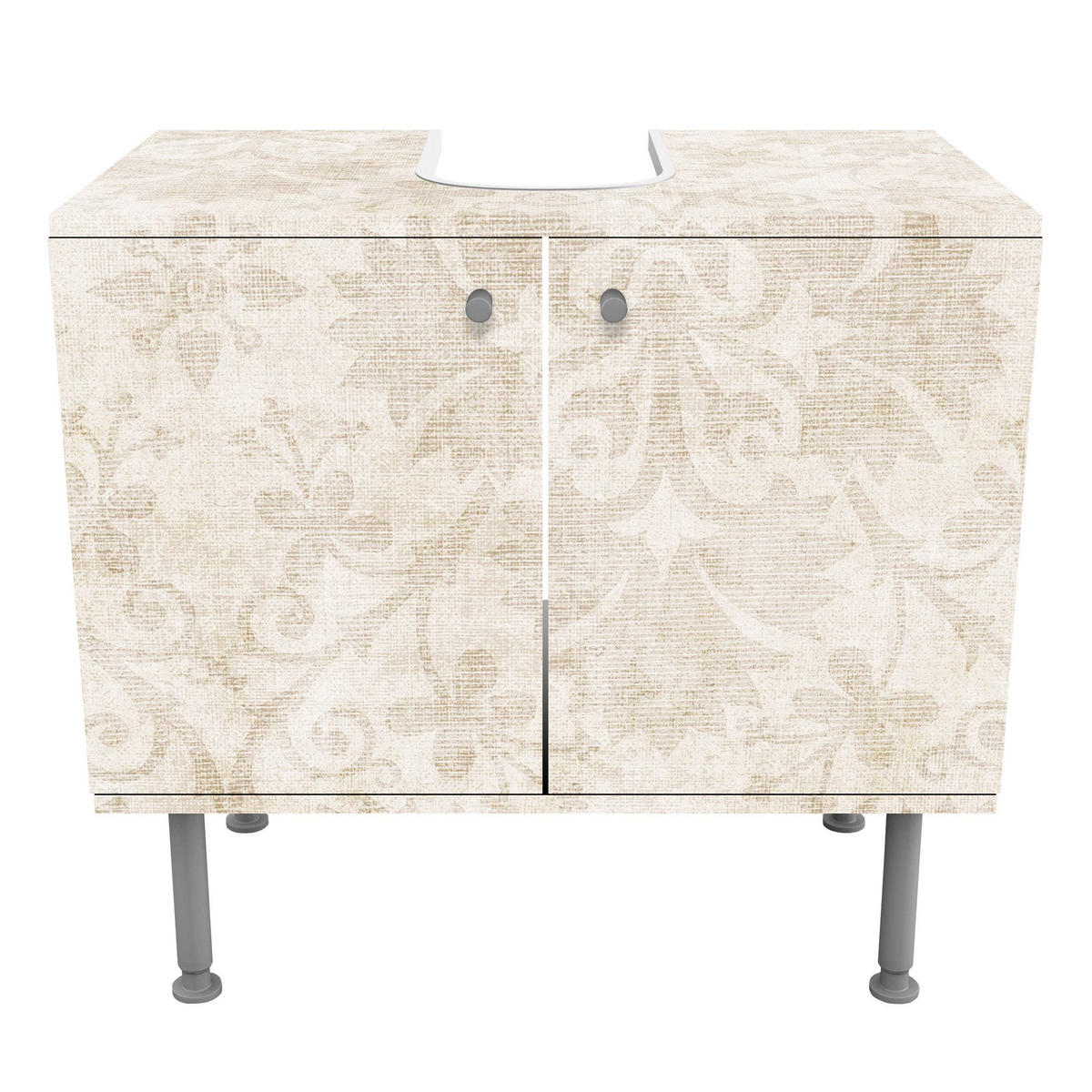 WASCHBECKENUNTERSCHRANK Antiker Damast 60/55/35 cm - Beige, Holzwerkstoff (60/55/35cm) - Bilderwelten